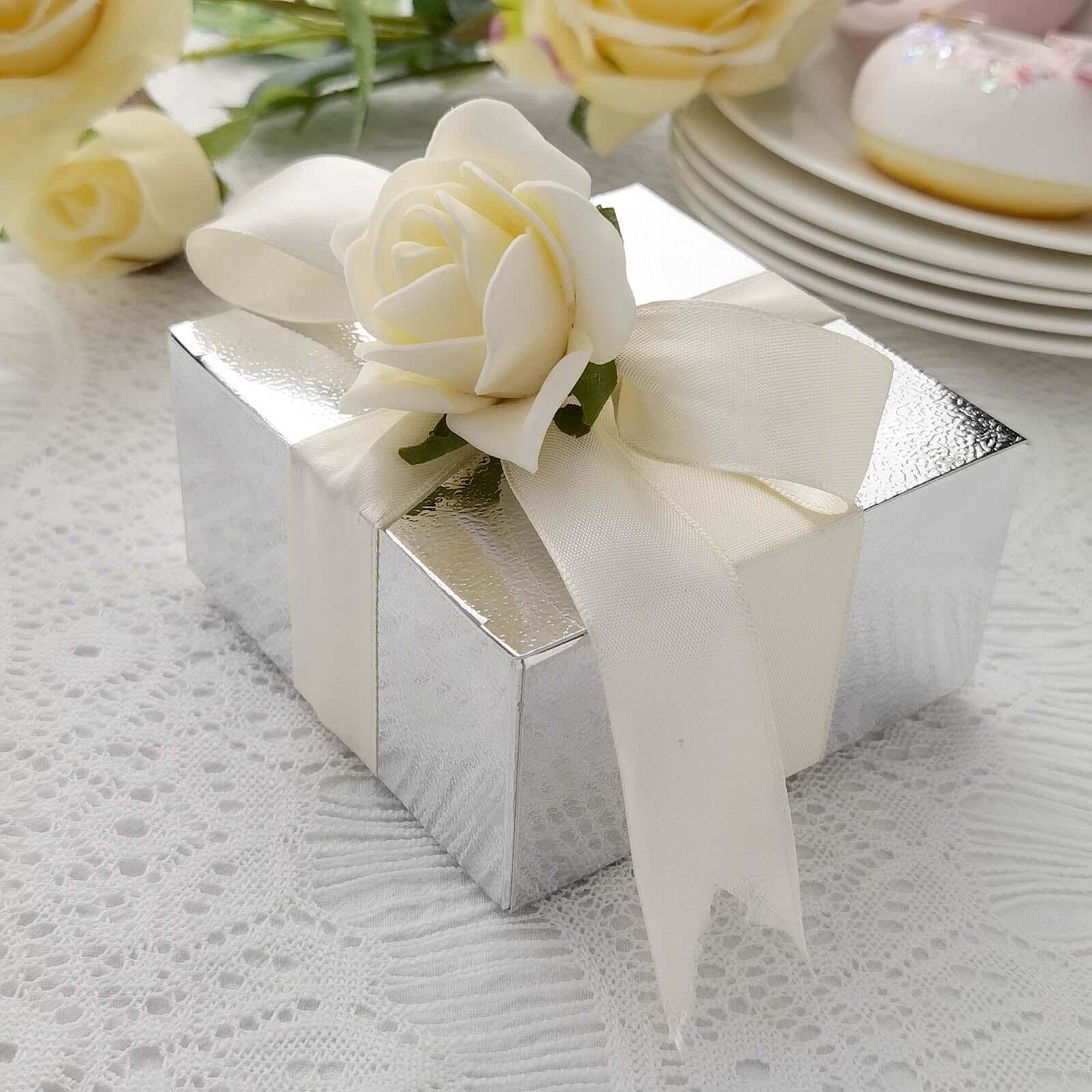 100 Pack 4"x4"x2" Silver Cake Cupcake Party Favor Gift Boxes, DIY