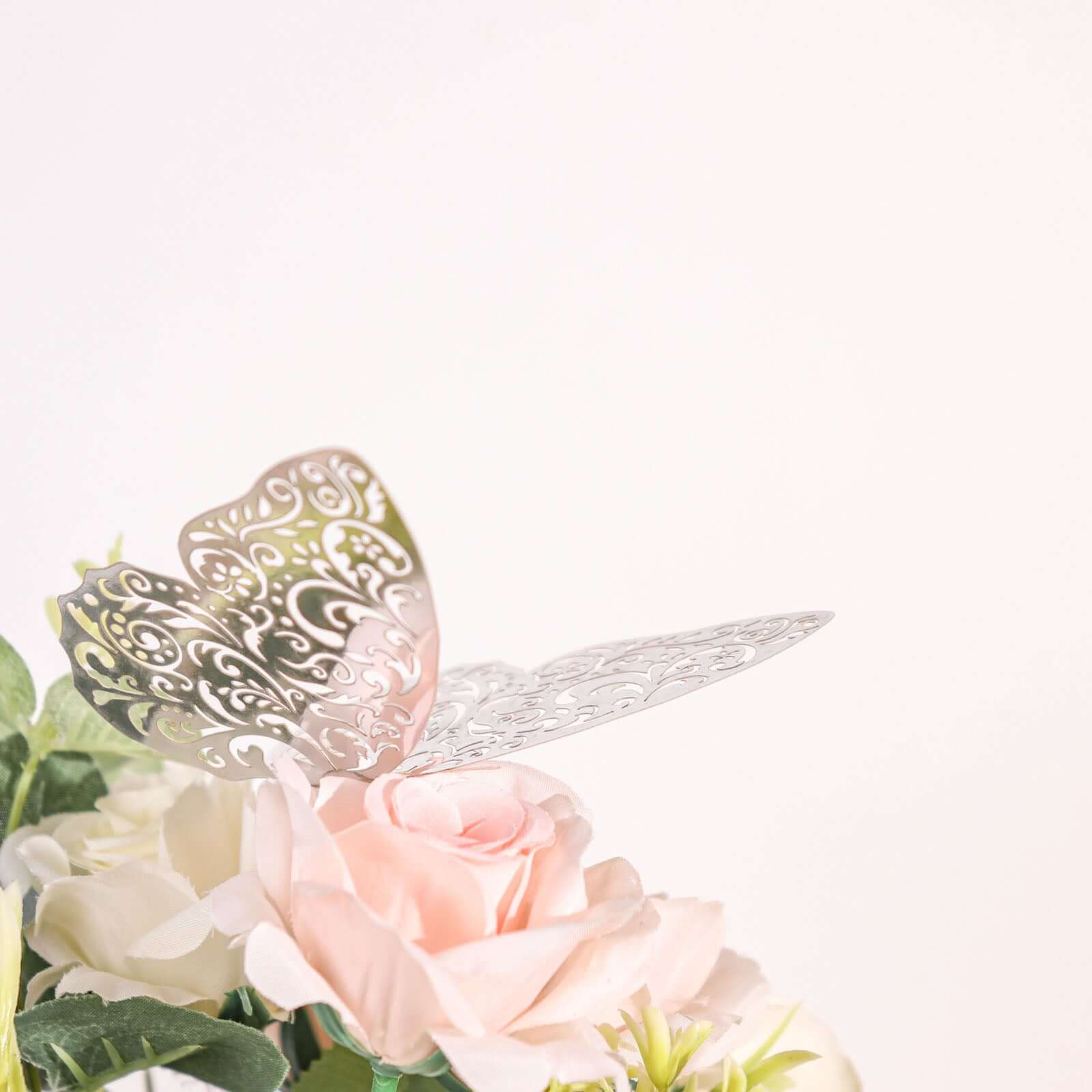 12-Pack 3D Butterfly Wall Decals, DIY Removable Mural Stickers Silver Cake Decorations Eye-Catching Design