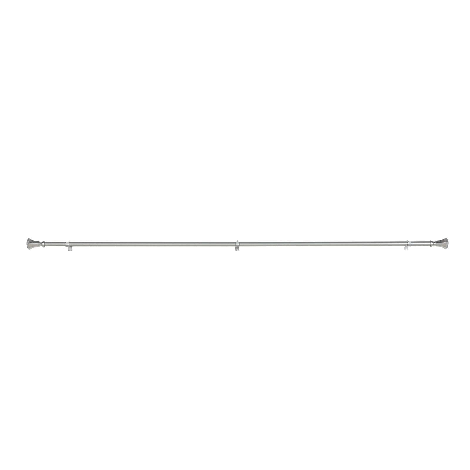 42"-126" Adjustable Curtain Rod Set, Silver, Teardrop Finials