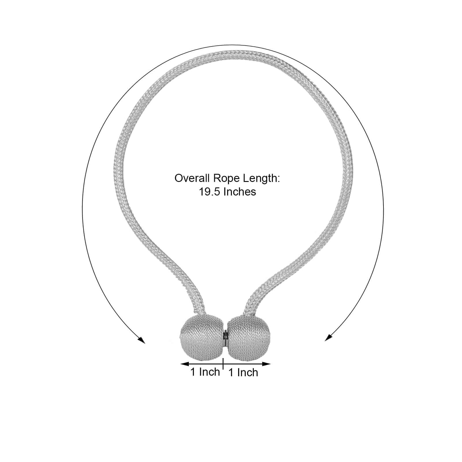 2 Pack Silver Magnetic Curtain Tie Backs For Window Drapes and Backdrop Panels