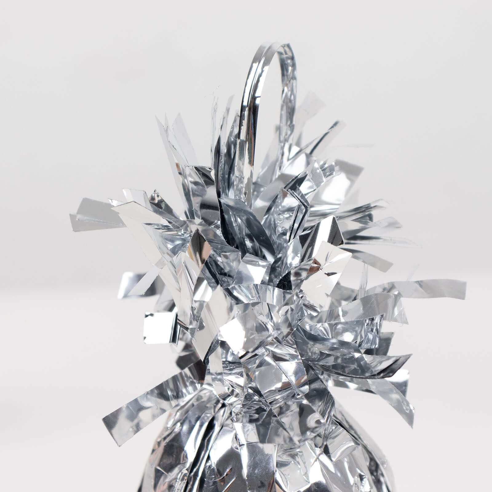 12 Pack 5" Metallic Silver Foil Tassel Top Party Balloon Weights, 5.5oz