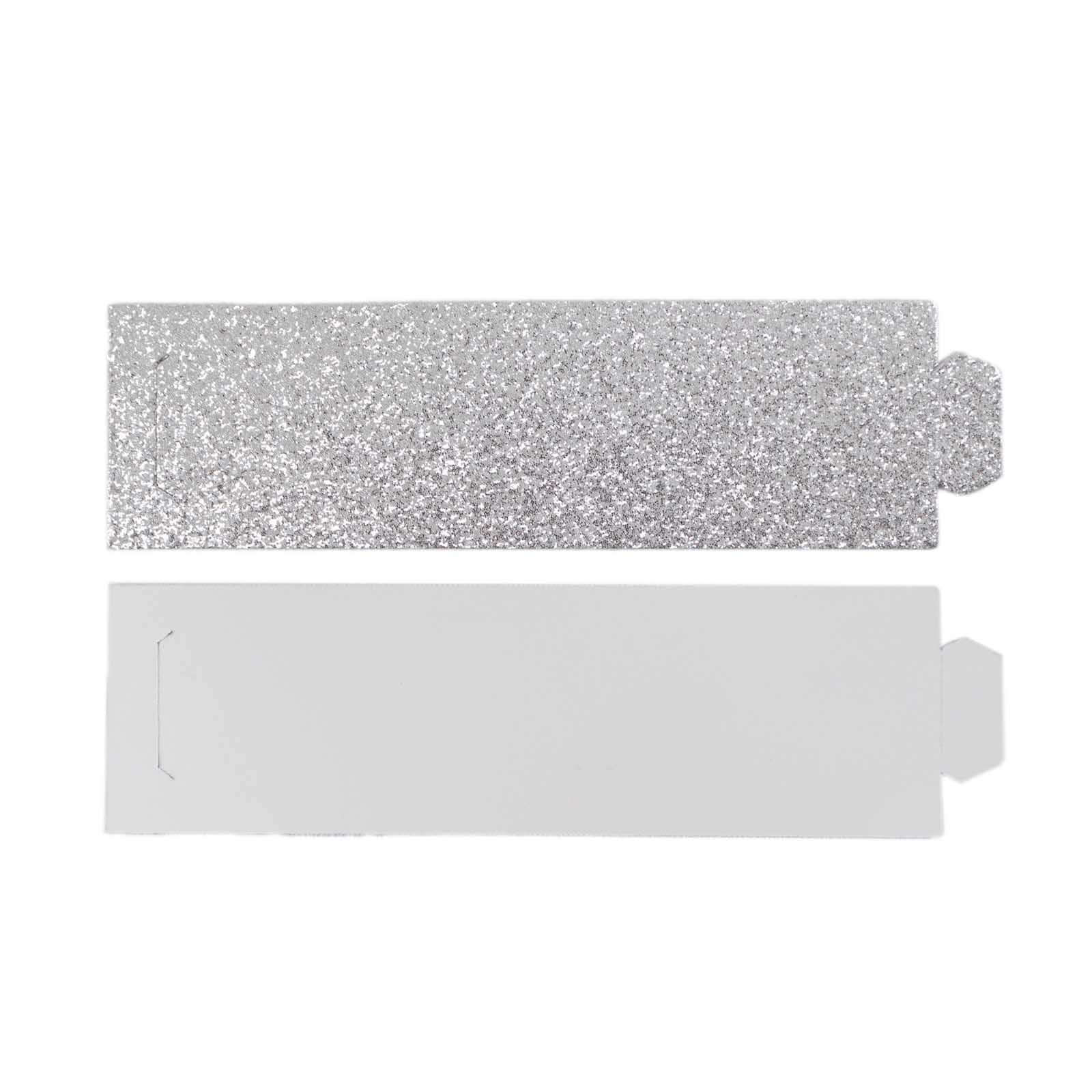 50-Pack Paper Napkin Rings Silver Glitter - Stylish Disposable Napkin Holders 1.5"