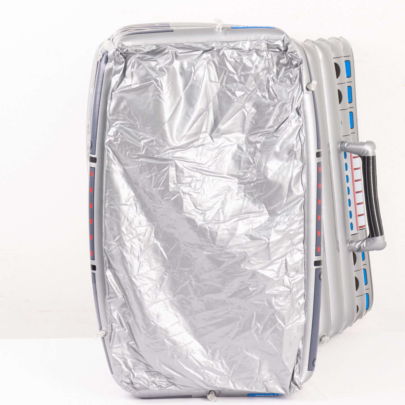 Silver Inflatable Ice Beverage Cooler with 80's Boom Box Design - Party Drink Container for Pool Events 24"x12"