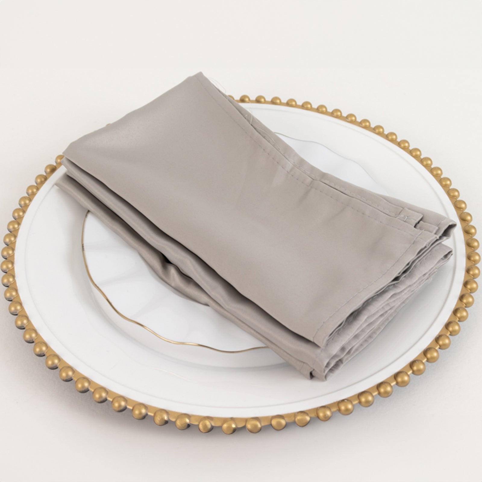 5 Pack Lamour Satin 20"x20" Napkins Silver - Soft Matte Finish Dinner Napkins