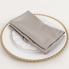 5 Pack Lamour Satin 20"x20" Napkins Silver - Soft Matte Finish Dinner Napkins