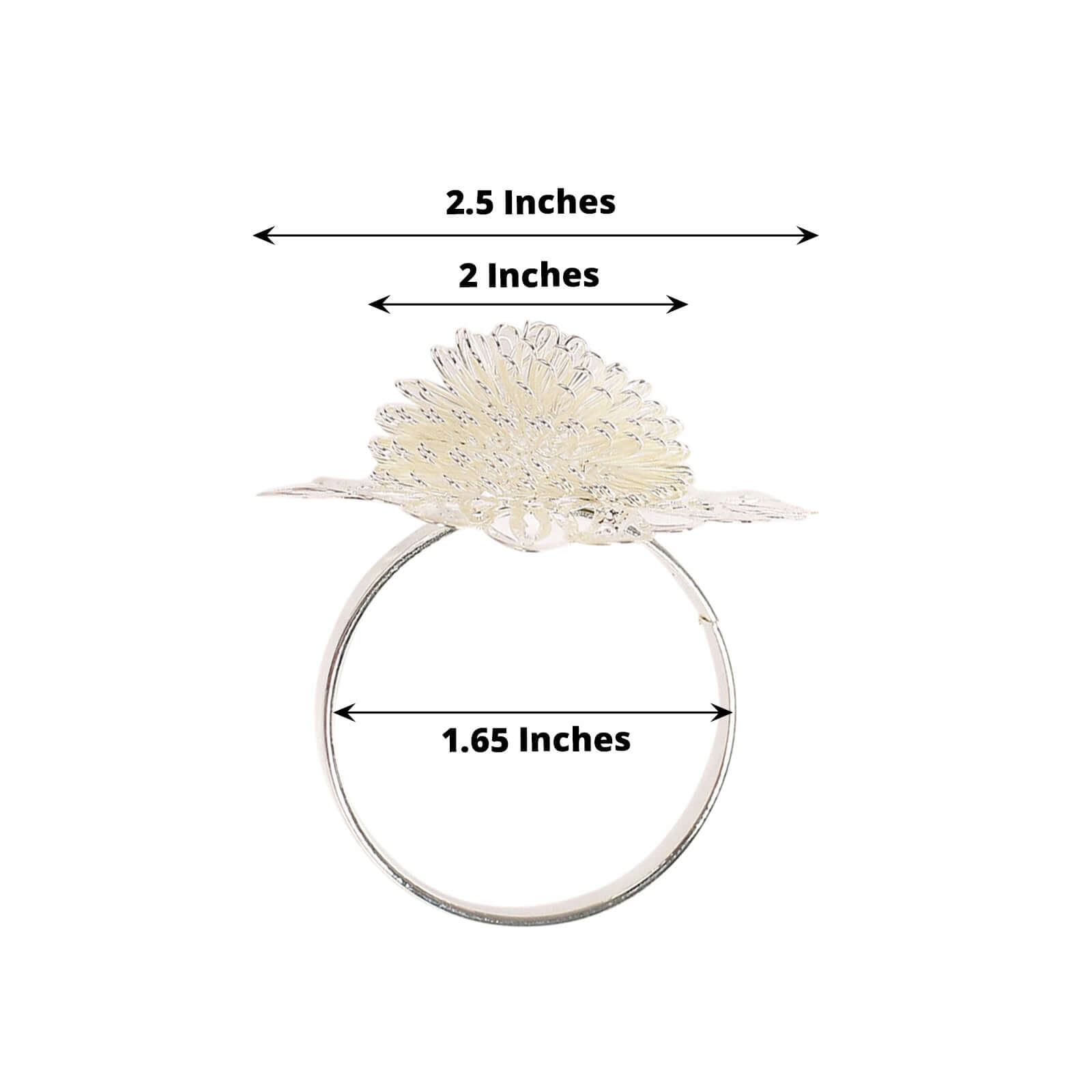 4 Pack 2" Elegant Silver Metal Floral Serviette Napkin Rings, Daisy Flower Buckle Napkin Holders