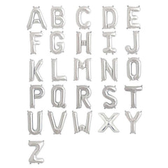 35" Silver Letter and Number Balloons, Metallic Mylar Foil Helium Air Balloons