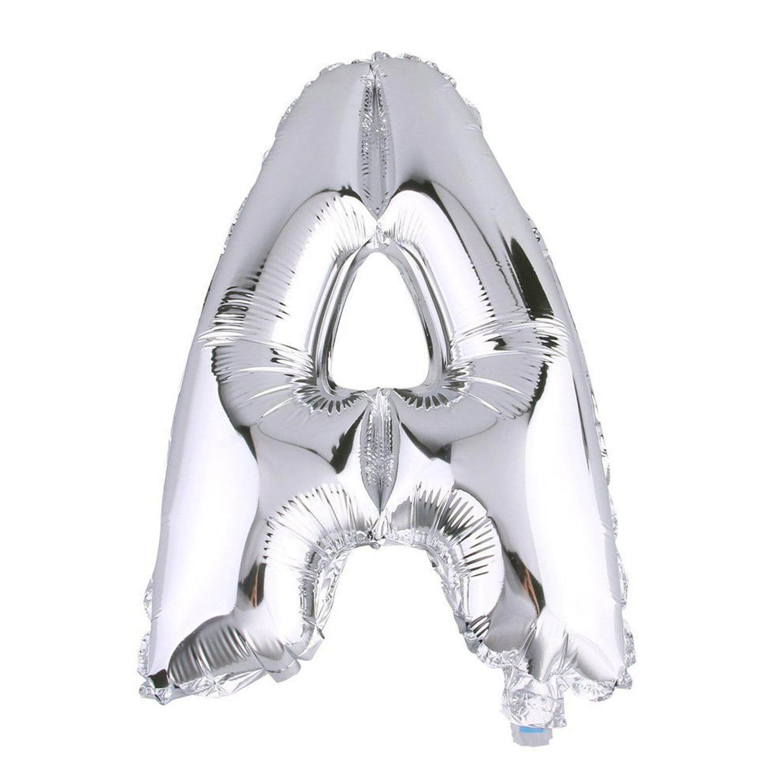 35" Silver Letter and Number Balloons, Metallic Mylar Foil Helium Air Balloons