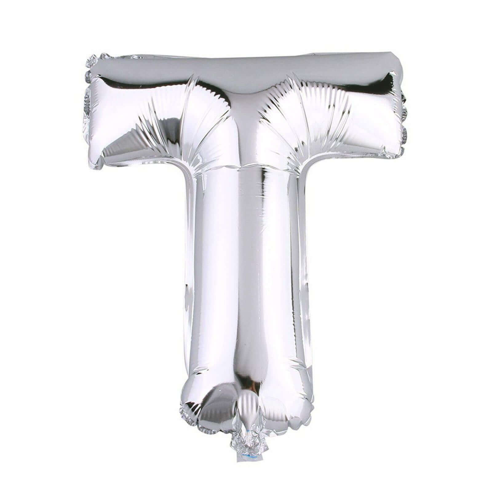 35" Silver Letter and Number Balloons, Metallic Mylar Foil Helium Air Balloons