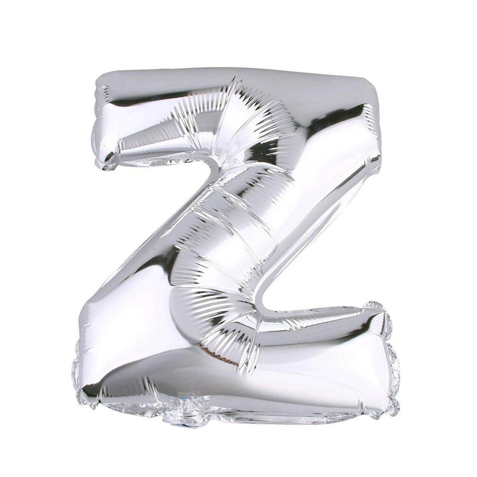 35" Silver Letter and Number Balloons, Metallic Mylar Foil Helium Air Balloons