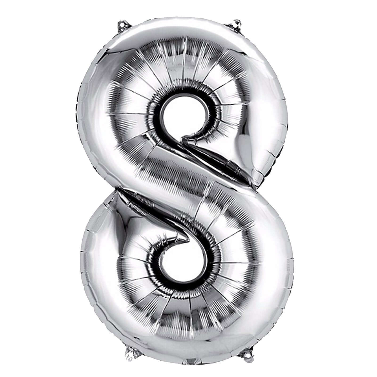 35" Silver Letter and Number Balloons, Metallic Mylar Foil Helium Air Balloons