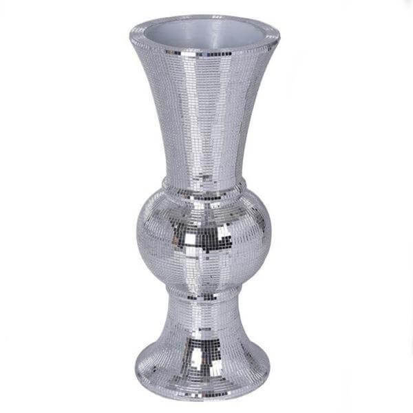 Polystone Urn Floor Vase Mosaic Mirror Design Silver - Stylish Decorative Centerpiece for Weddings 2ft