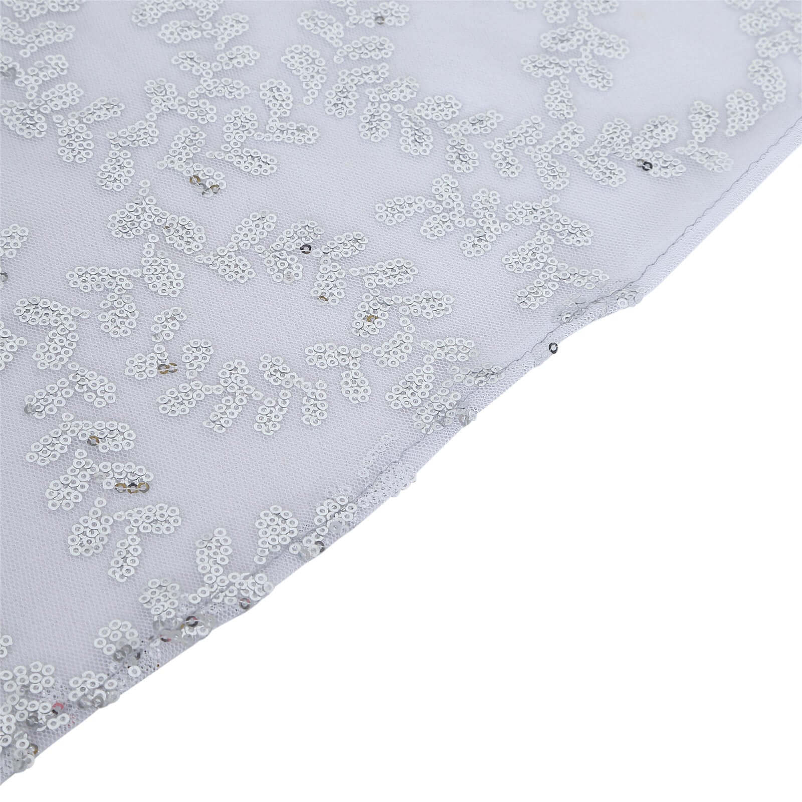 Tulle 72"x72" Table Overlay Square Tablecloth Silver - Sequin Leaf Embroidered Table Topper