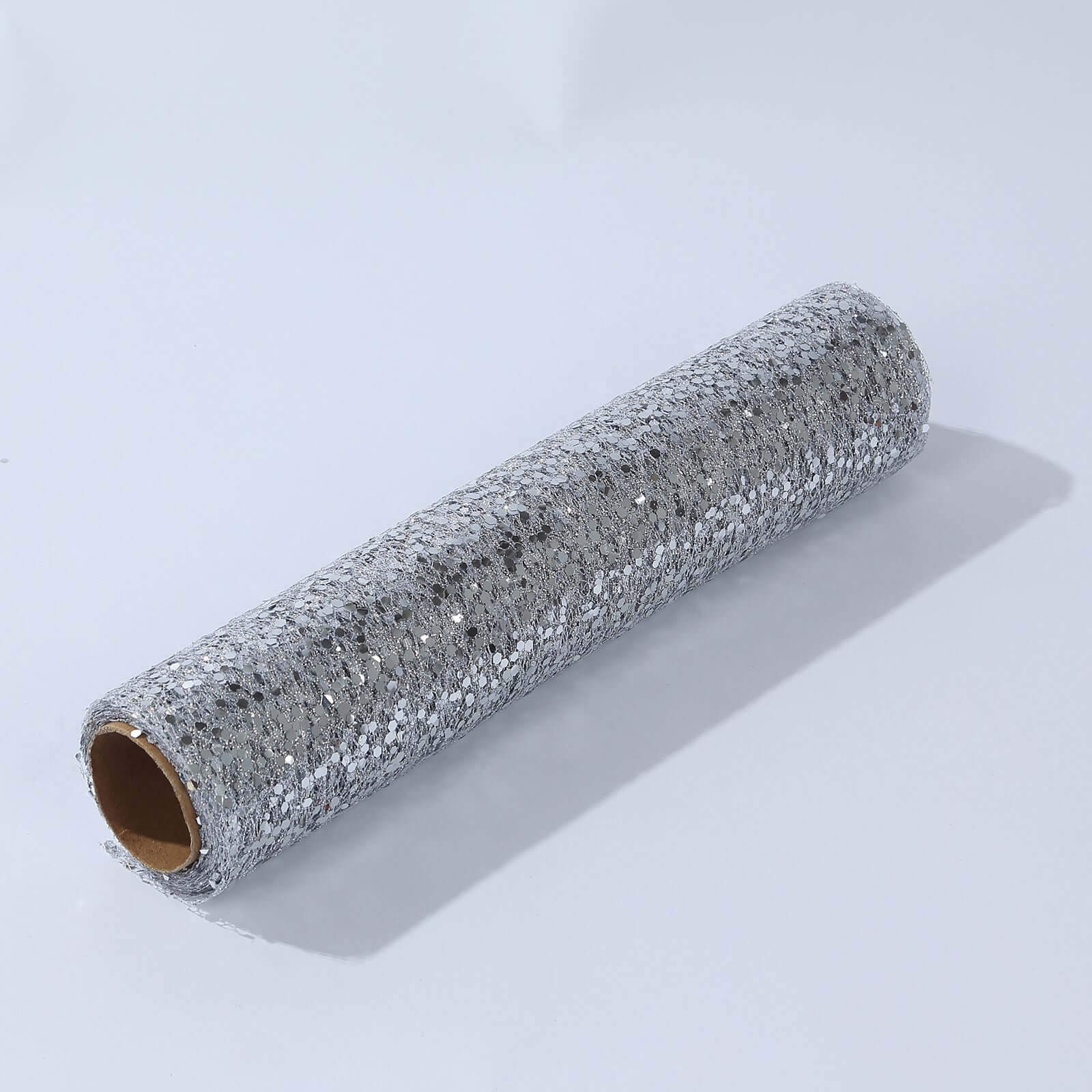 Mesh 11"x108" Table Runner Metallic Silver - Sequin Design for Convenient Event Decoration