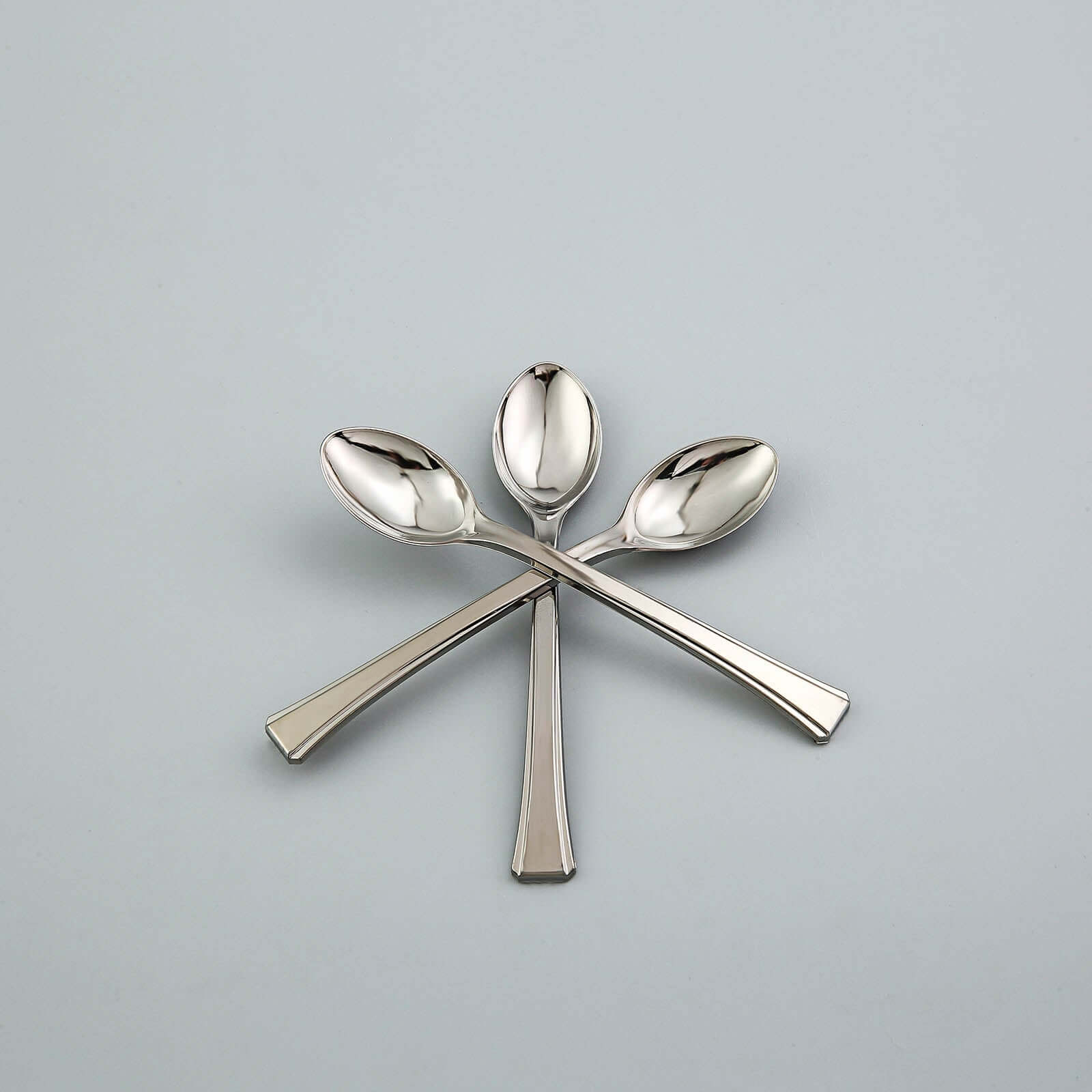36-Pack Dessert Spoons Mini Heavy Duty Design Silver - Plastic Disposable Utensils for Catering and Gatherings 4"
