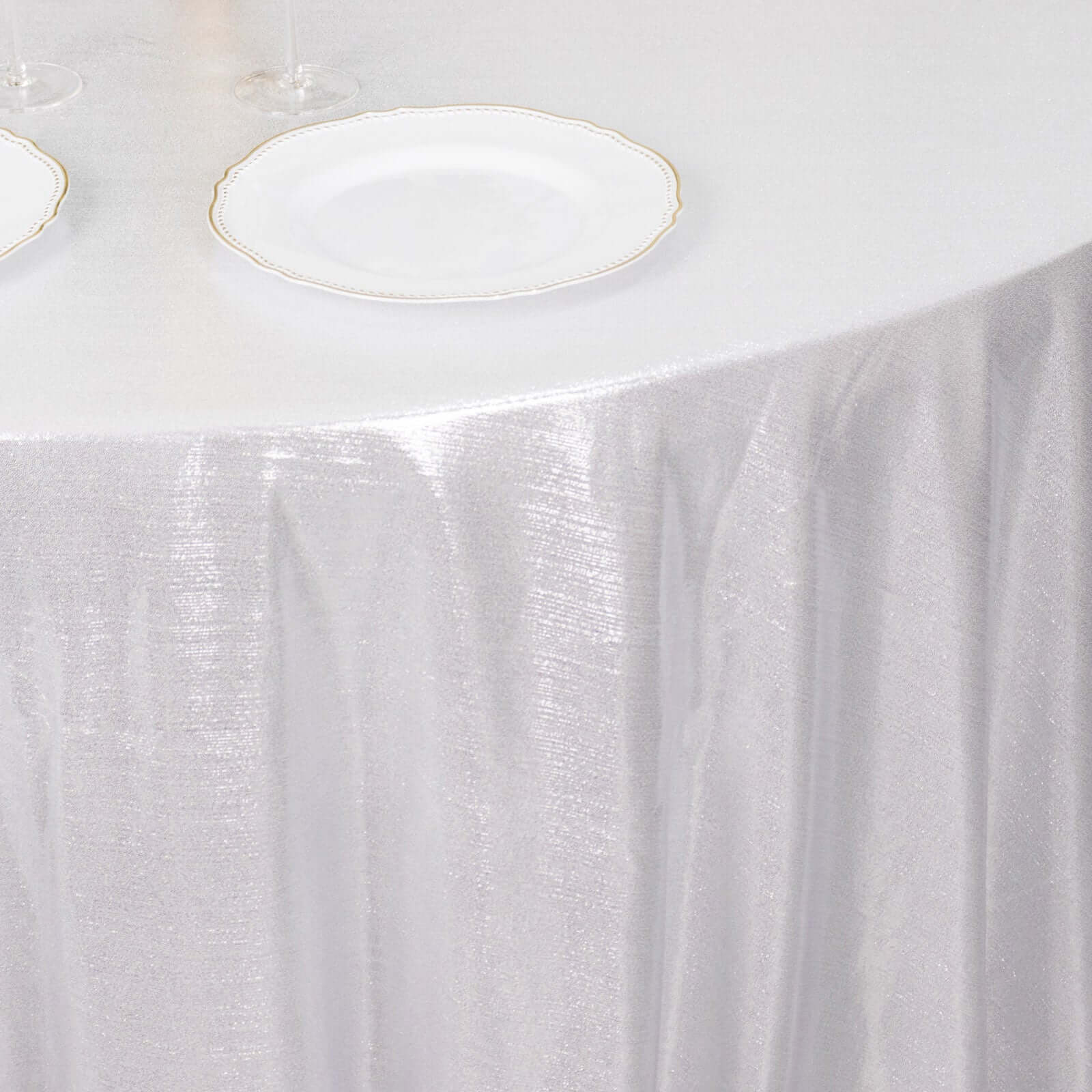 Sequin Dots Polyester Round 120" Tablecloth Silver - Wrinkle Free & Sparkling Table Cover