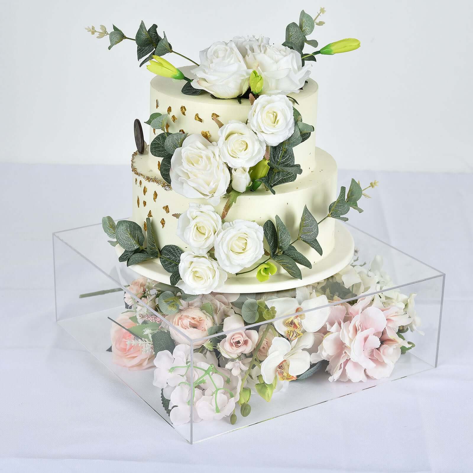 Acrylic Cake Box Stand Pedestal Riser Transparent Clear - Display for Desserts and Events 14"x14"