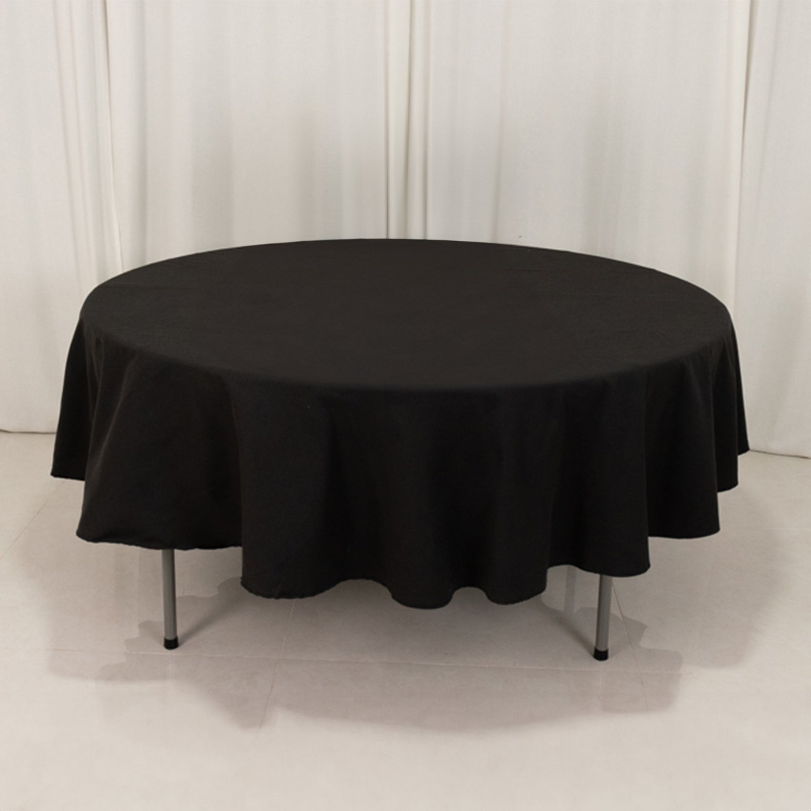 Cotton Blend 90" Round Tablecloth Black - Wrinkle-Resistant Table Cover