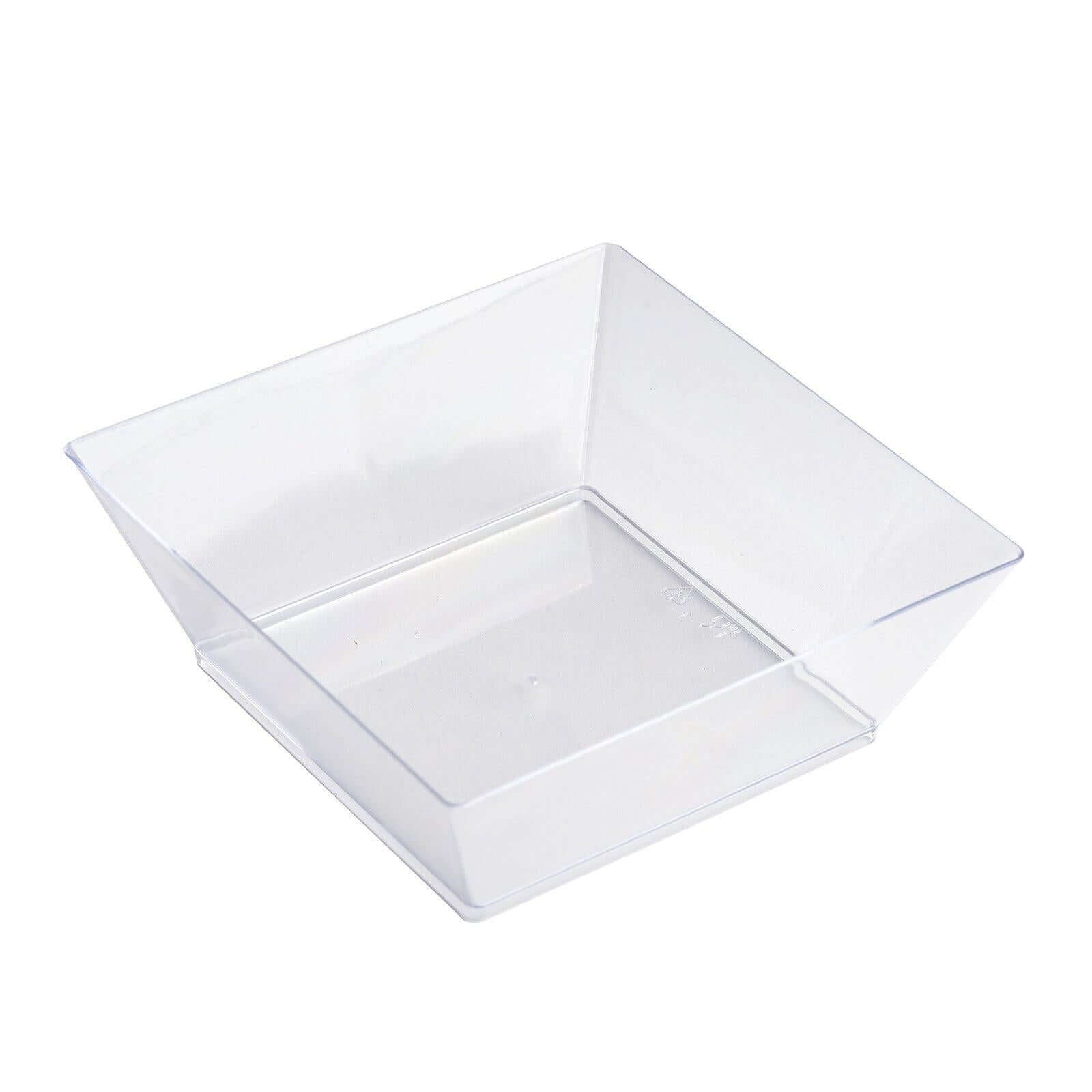12-Pack Plastic Bowls Clear Sleek Square - Lightweight Disposable Bowls for Snacks 10oz