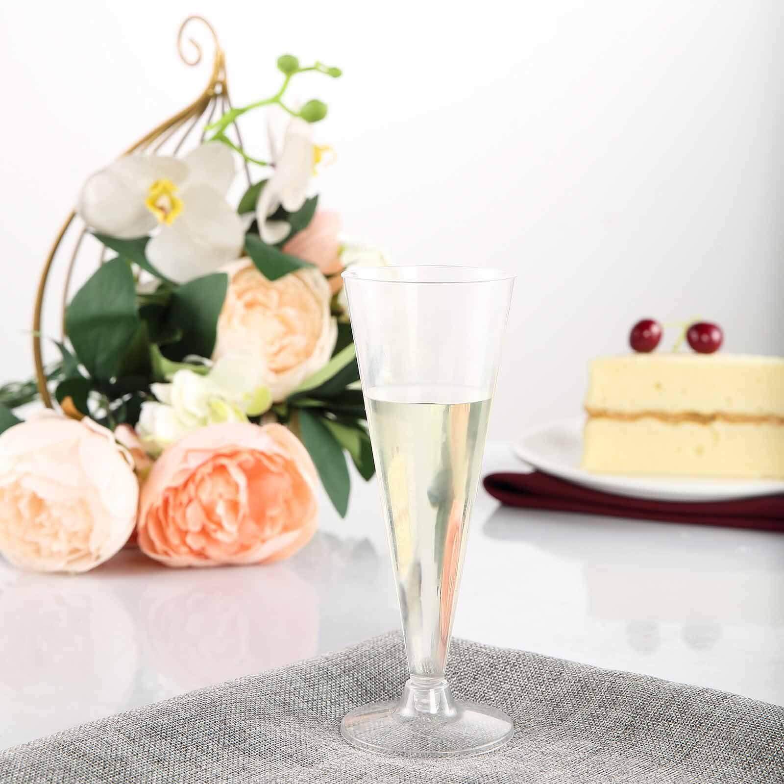 12-Pack Plastic Champagne Flutes Trumpet Clear - Durable Disposable Toasting Glasses 7oz