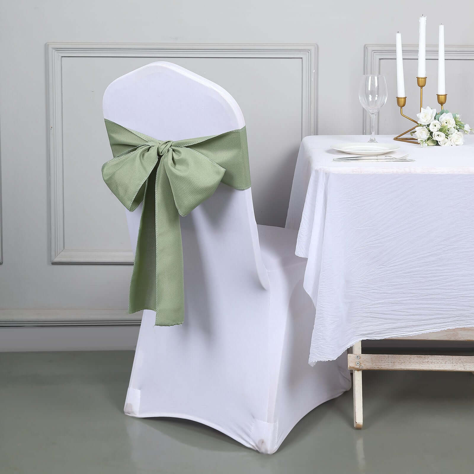 5 Pack Polyester Chair Sashes Dusty Sage Green 6"x108"