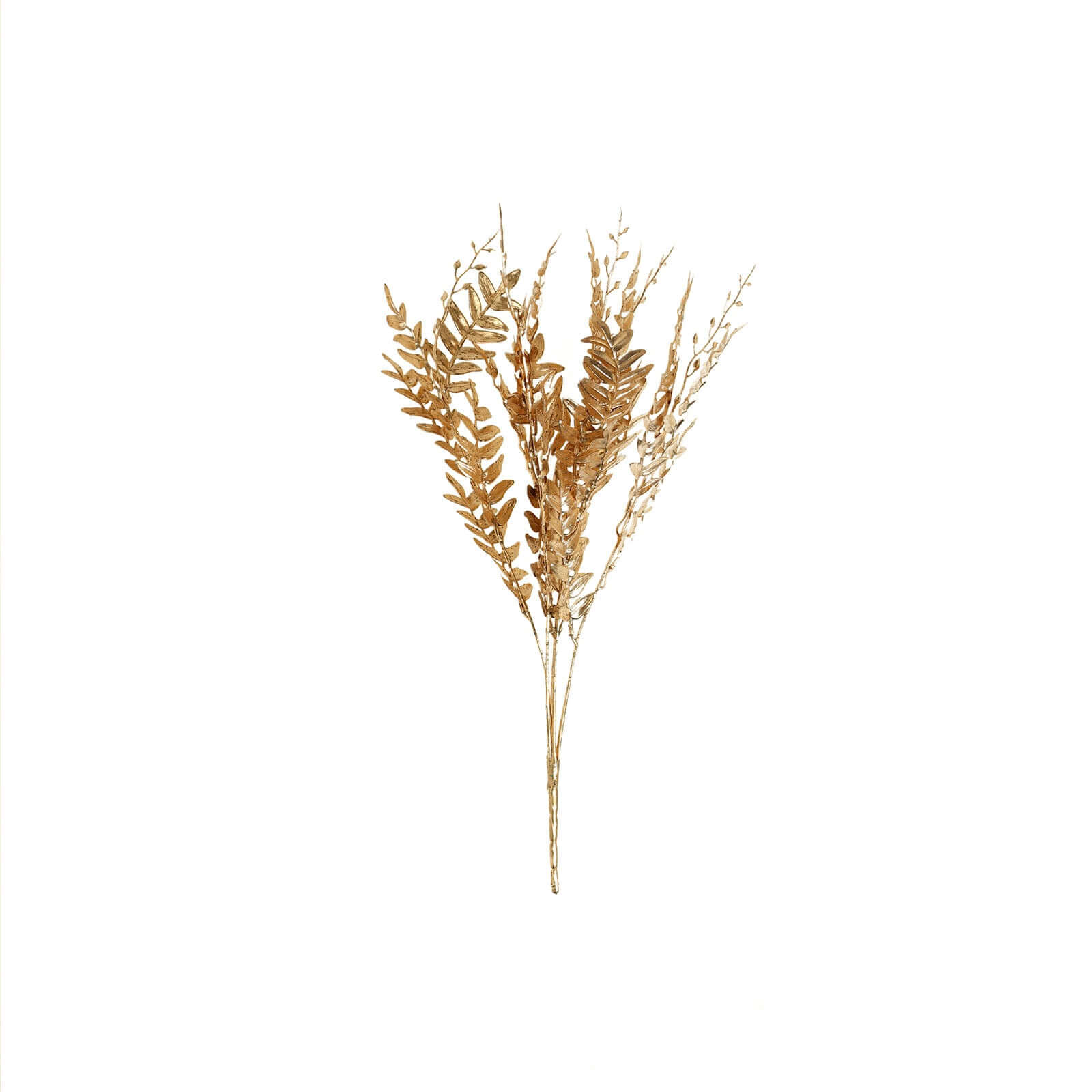 2-Pack Artificial Fern Leaf Branches Metallic Gold - Faux Decorative Bouquets for Glamorous Centerpiece Backdrop & Floral Decor 21"