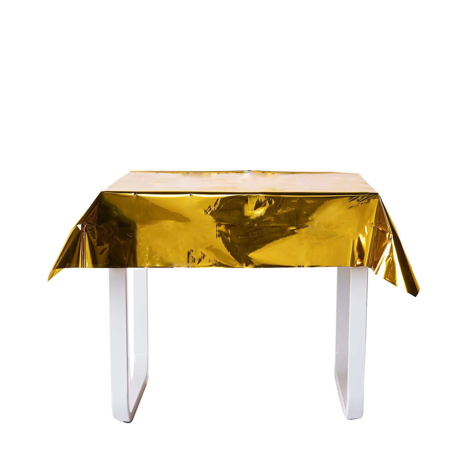 50"x50" Gold Metallic Foil Square Tablecloth, Disposable Table Cover