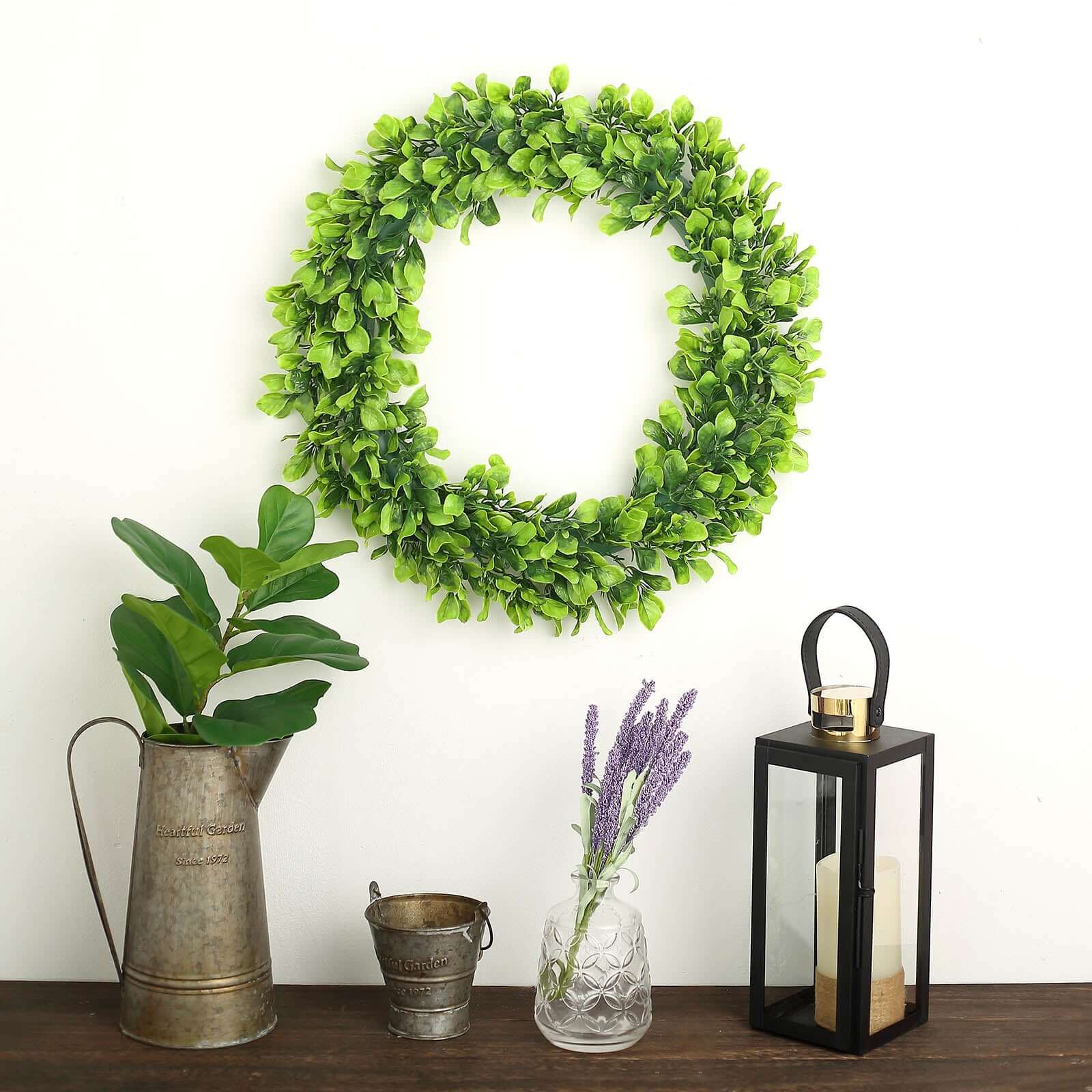 2 Pack 21" Green Artificial Lifelike Jasmine Leaf Spring Wreaths