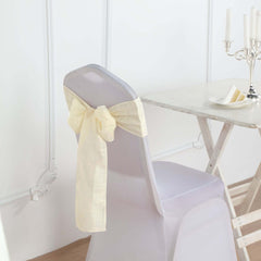 5 Pack Linen Chair Sashes 6"x108" Slubby Textured Ivory - Durable Wrinkle-Resistant Decor