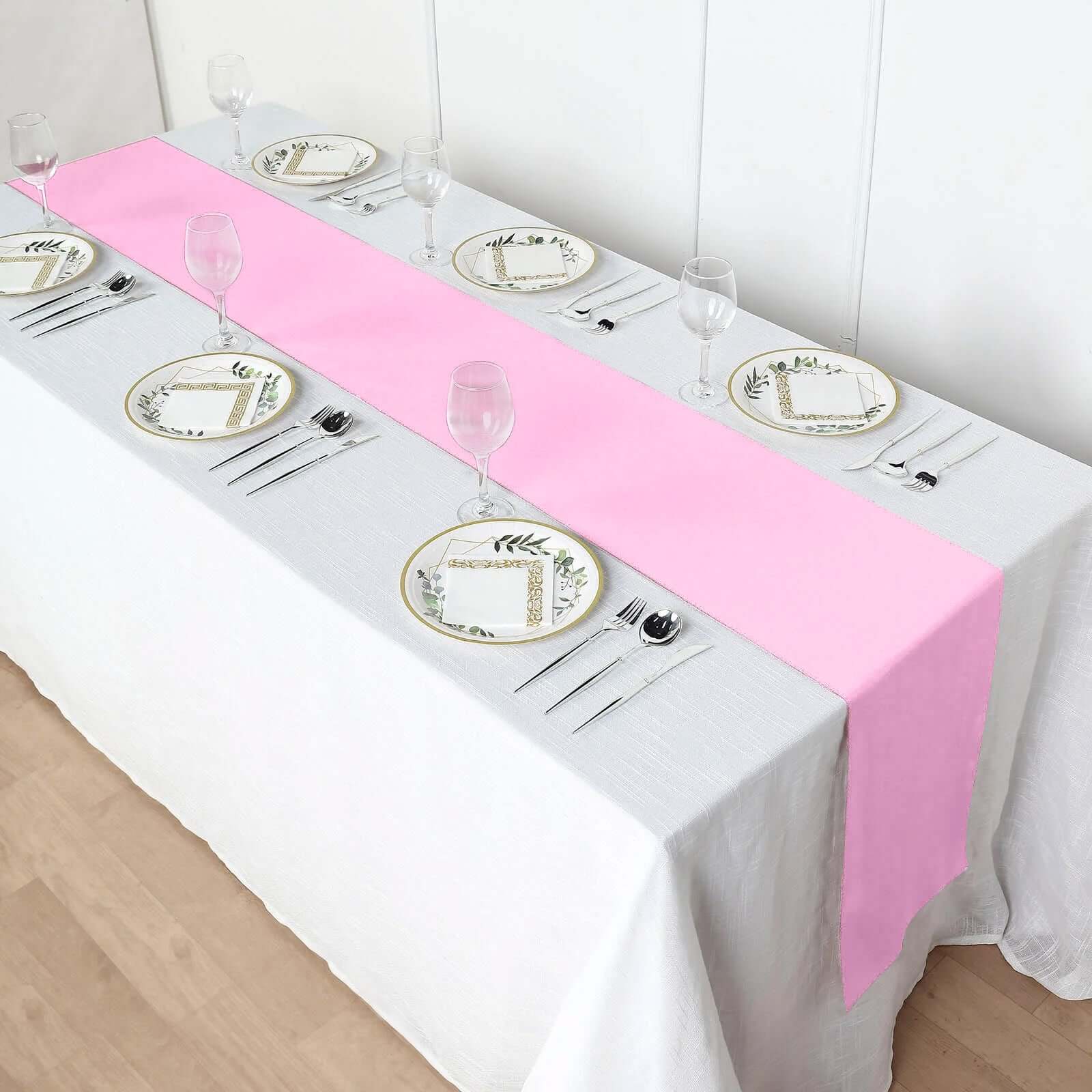 Polyester 12"x108" Table Runner Pink - Durable & Wrinkle-Resistant Table Decor