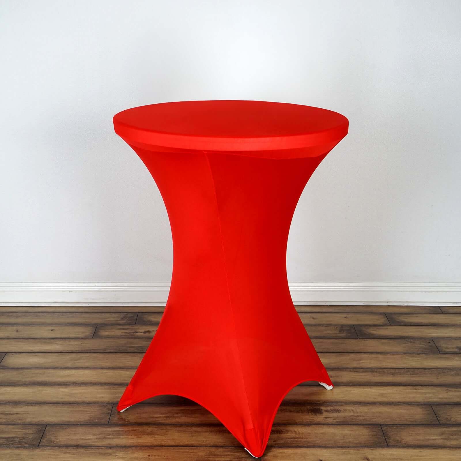 Spandex 24"-32" Round Cocktail Table Cover Red - Easy to Maintain Stretch Fitted Highboy Tablecloth