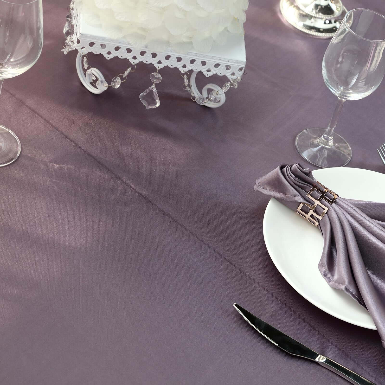 Satin Rectangular 60"x102" Tablecloth Violet Amethyst - Smooth and Lustrous Table Cover