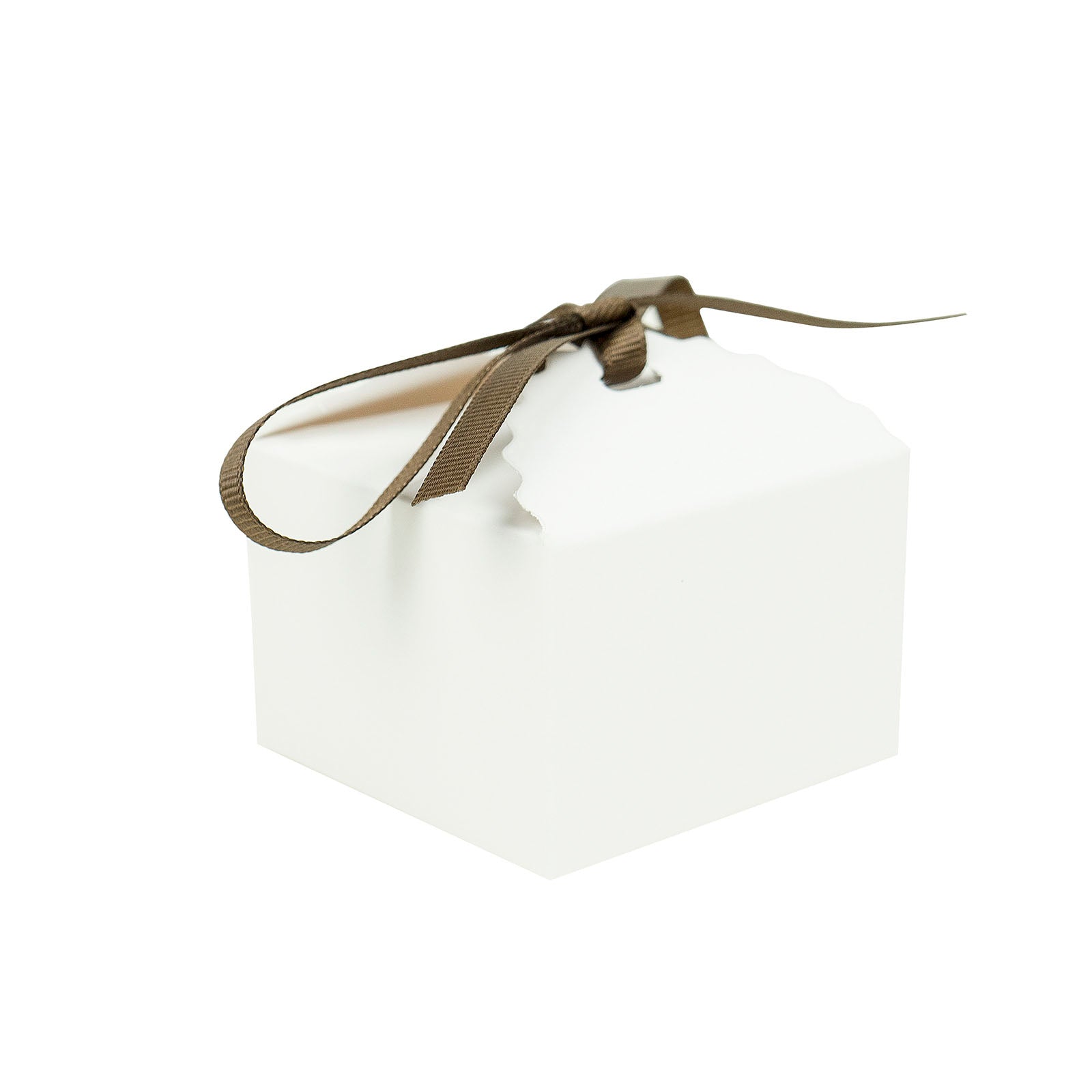 25 Pack 2.5"x2.5" White Grosgrain Ribbon Tote Party Favor Gift Boxes