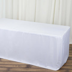 Fitted Polyester 48"x30" Rectangle Tablecloth White - Durable Table Cover for Everyday Use