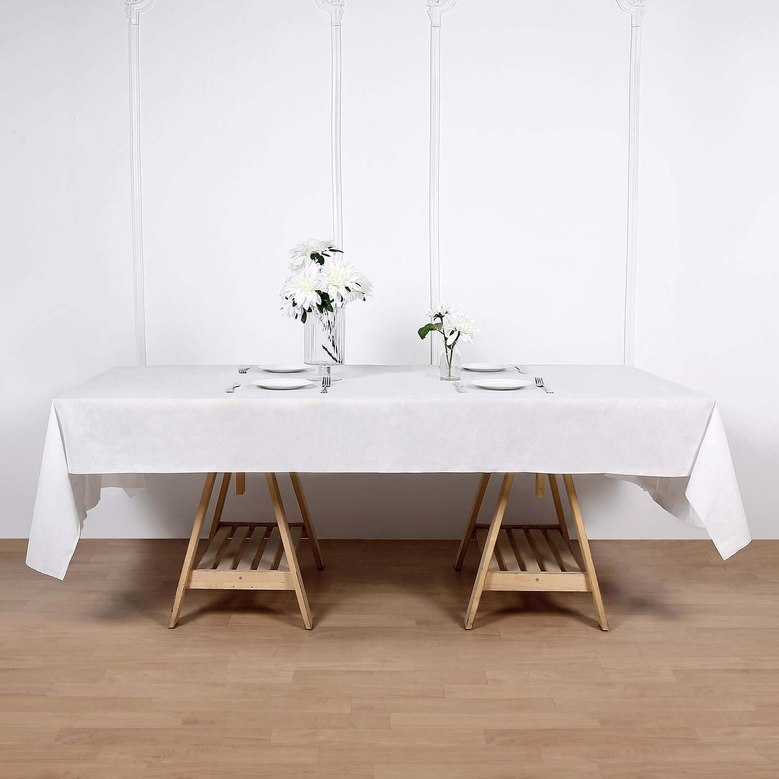 Paper Linen-Like Airlaid Tablecloth Rectangle White - Convenient Disposable Table Cover 50"x108"