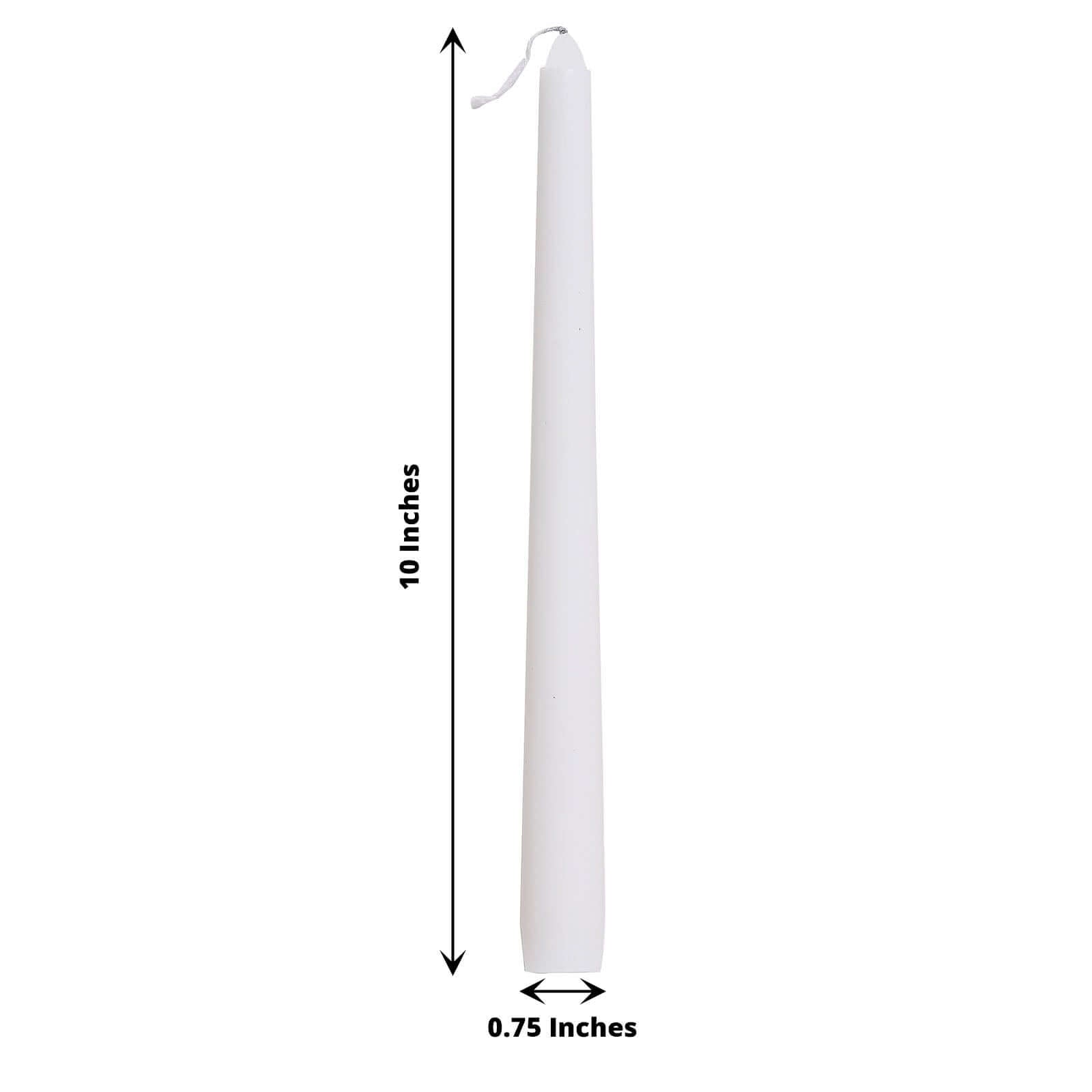 12-Pack Taper Candles Premium Wax Design White - Unscented Candles for Upscale Settings 10"
