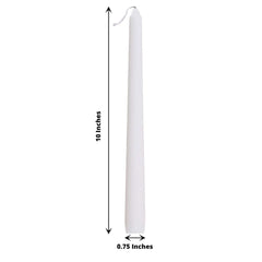 12-Pack Taper Candles Premium Wax Design White - Unscented Candles for Upscale Settings 10"