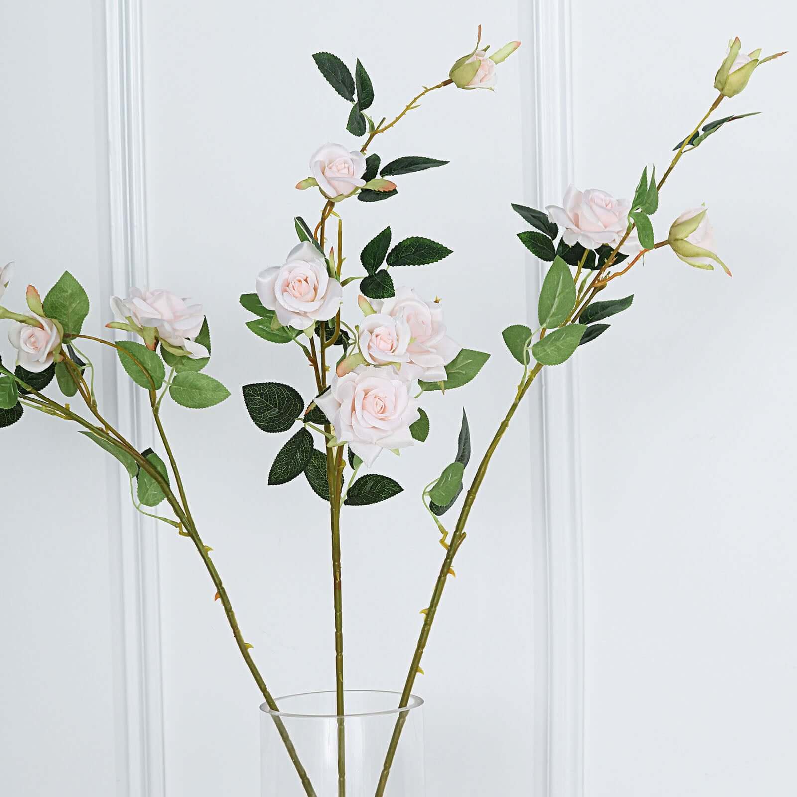 2 Stems 38" Tall Blush Artificial Silk Rose Flower Bouquet