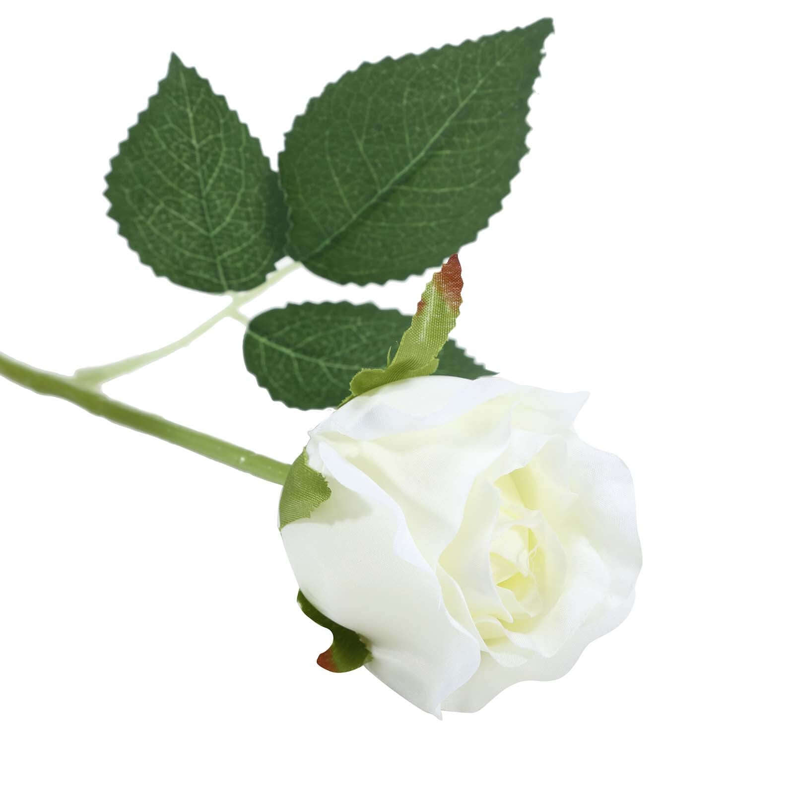31" 24Pcs Cream Long Stem Artificial Silk Roses Flowers
