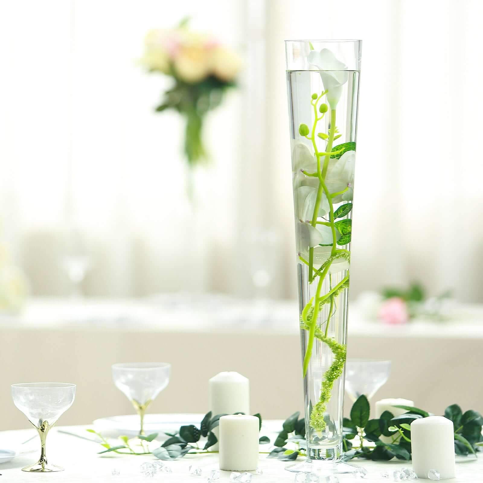 6-Pack Glass Trumpet Vases Clear - Durable Design for Chic Event Displays 24"
