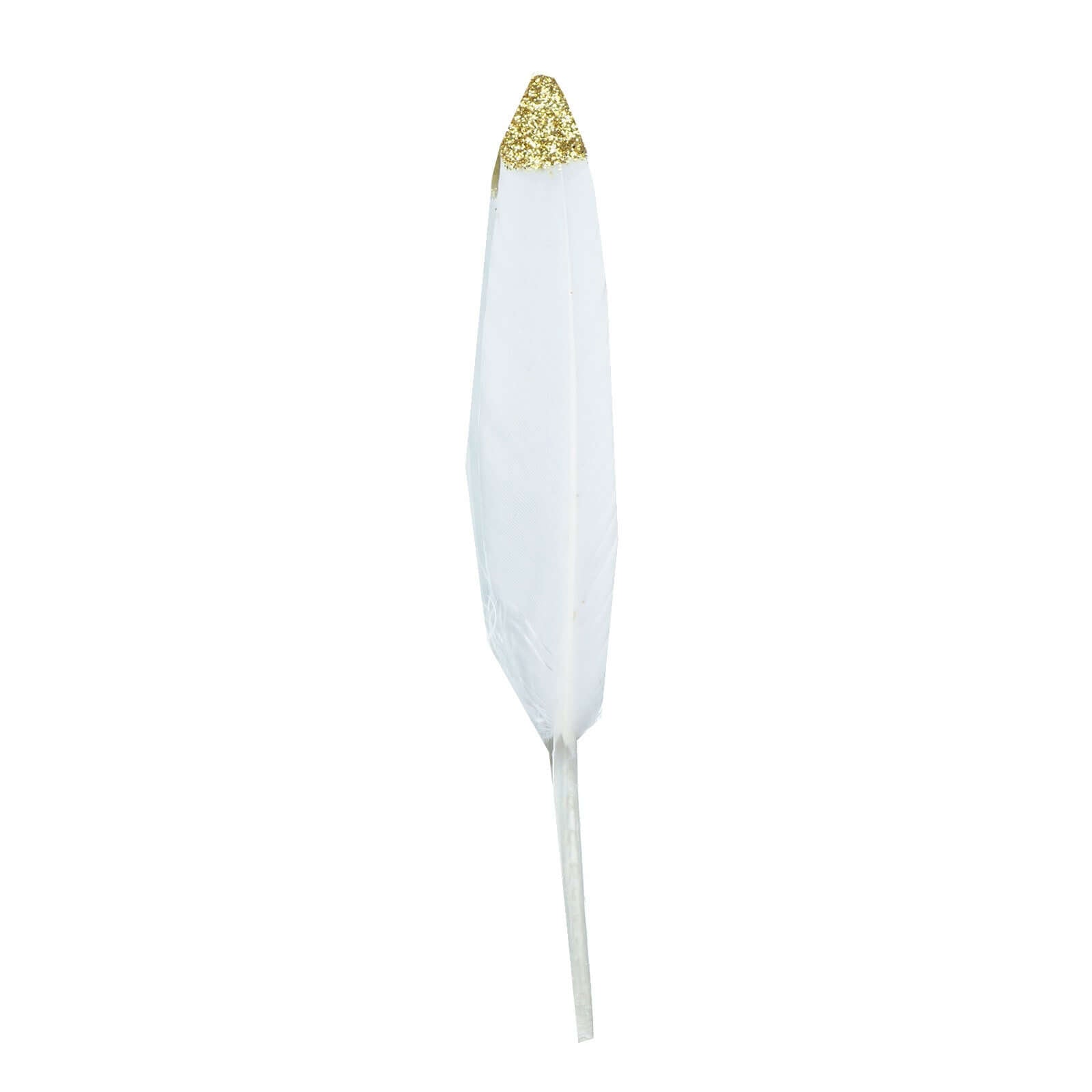 30-Pack Turkey Feathers Craft Feathers Glitter Gold Tip White - Decorative Feathers for DIY Party Projects