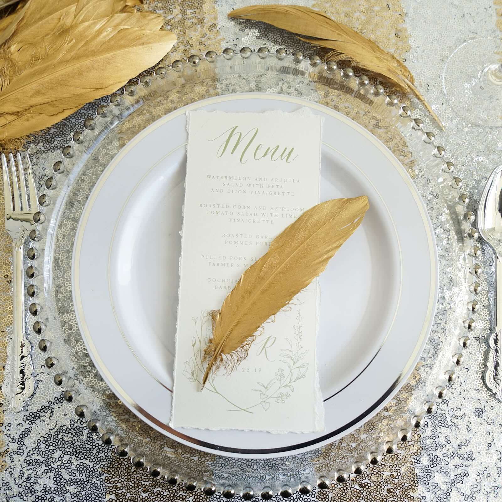 30-Pack Goose Feathers Craft Feathers Metallic Gold - Decorative Feathers for DIY Party Styling