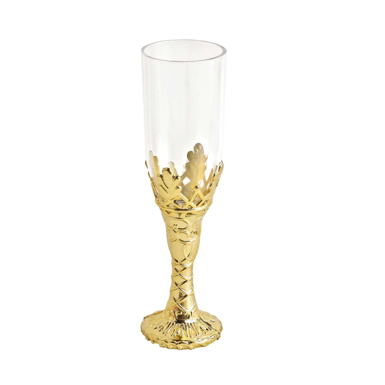 12-Pack Plastic Fillable Mini Candy Container in Champagne Bottle Style Clear Gold - Candy Treat Favor Boxes 4"