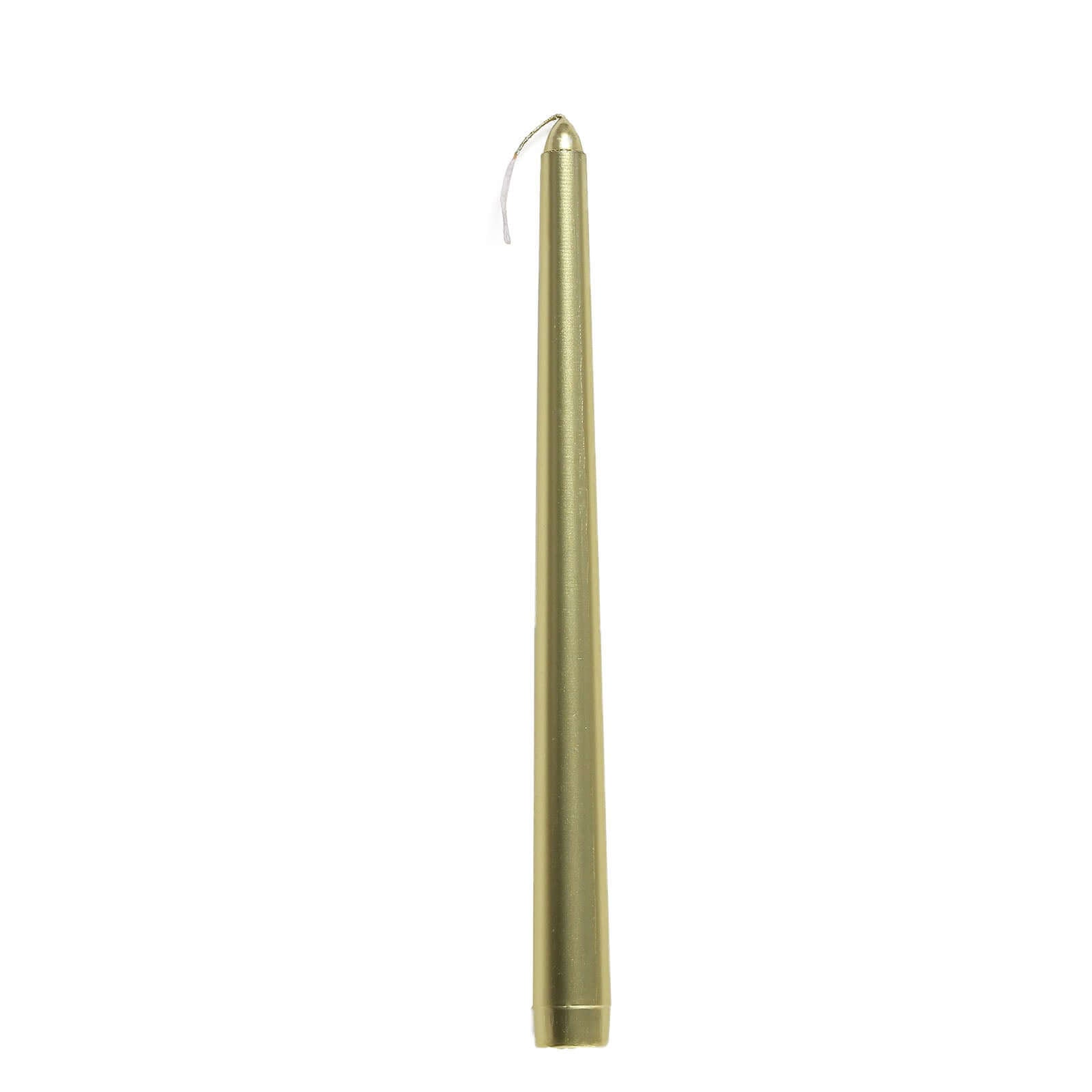 12-Pack Taper Candles Premium Wax Design Metallic Gold - Unscented Candles for Upscale Settings 10"