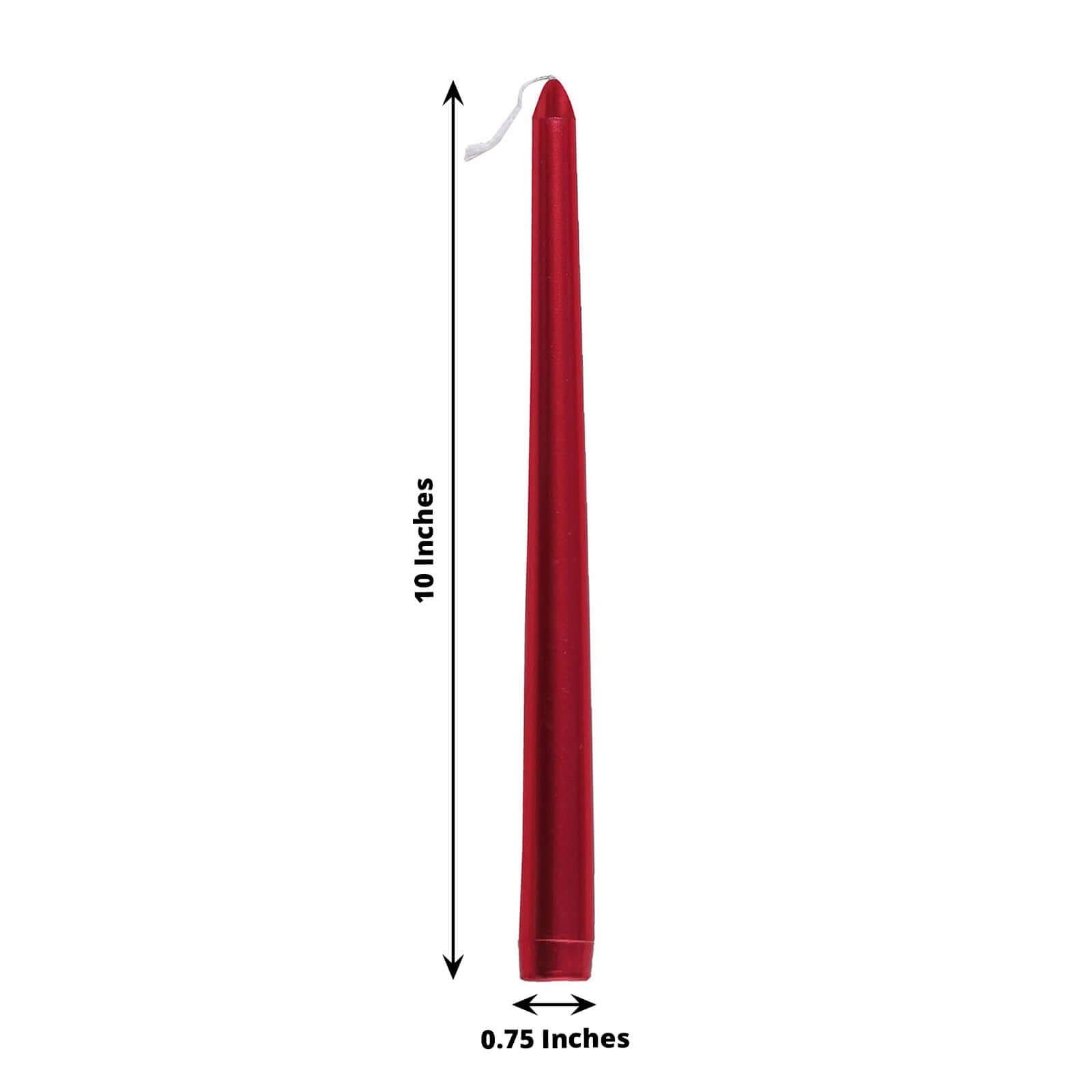 12-Pack Taper Candles Premium Wax Design Metallic Red - Unscented Candles for Upscale Settings 10"