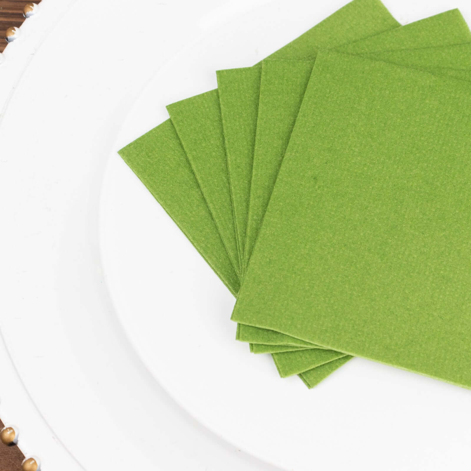 20-Pack Paper Linen-Like Cocktail Napkins Olive Green - Disposable 5"x5" Airlaid Soft Napkins