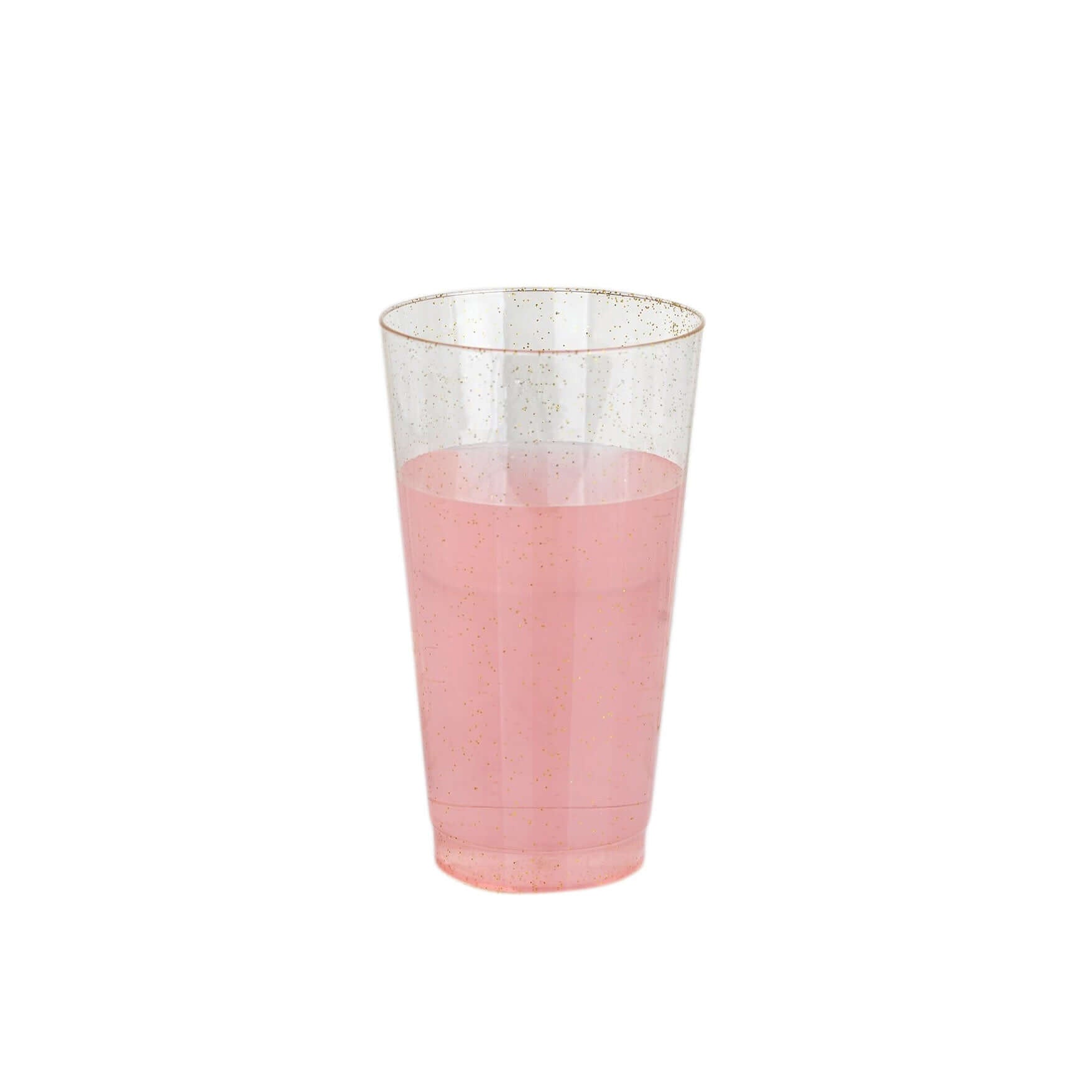 12-Pack Plastic Party Cups Clear Gold Glitter - Durable Disposable Tumblers for Drinks 17oz 5.5"