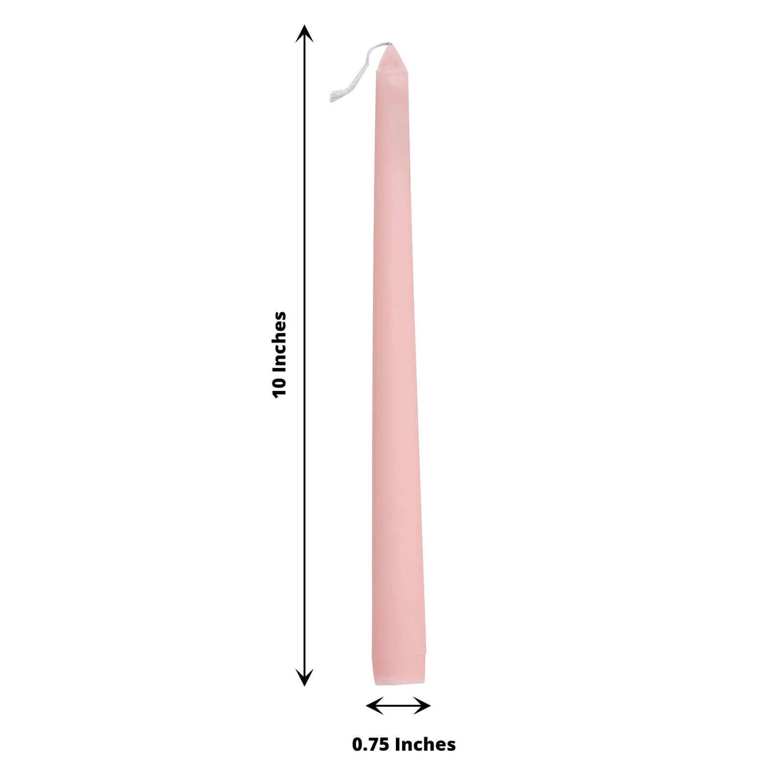 12-Pack Taper Candles Premium Wax Design Blush - Unscented Candles for Upscale Settings 10"