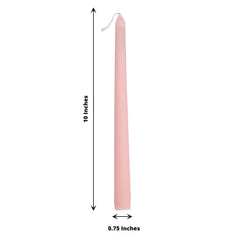 12-Pack Taper Candles Premium Wax Design Blush - Unscented Candles for Upscale Settings 10"