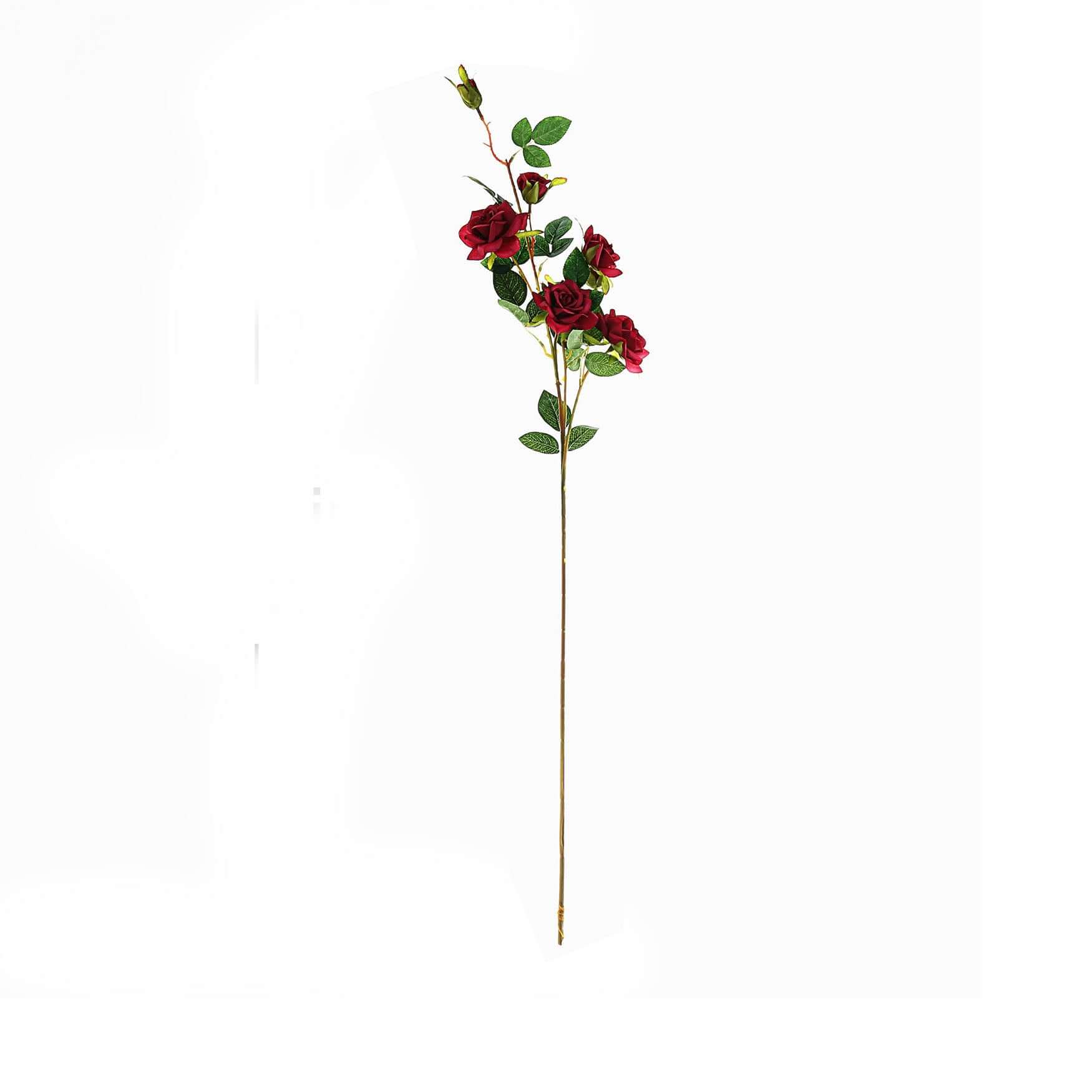 2 Stems 38" Tall Artificial Red Rose Bouquet, Realistic Silk Flower Arrangements